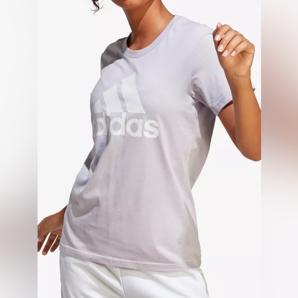 Adidas Women’s Light Purple & White Logo T-Shirt Short Sleeves Size Small - Picture 1 of 7
